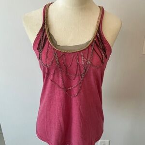 Pink Chain-Embellished Tank Top